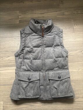 Eddie Bauer 550 Fill Power Goose Down Puffer Vest Gray Tweed Yukon 90s Hiking XS